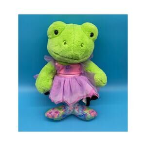 Build-A-Bear Green Frog Mermaid Plush Rainbow Tail Pink Tutu Dress 17" W/Sound